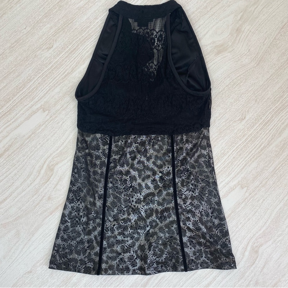 XOXO Y2K Vintage Leopard Print & Lace Black Halter Top - Picture 3 of 4